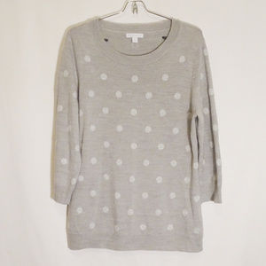 NWOT Women's Blouse Size L Gray Dots 3/4 Sleeve